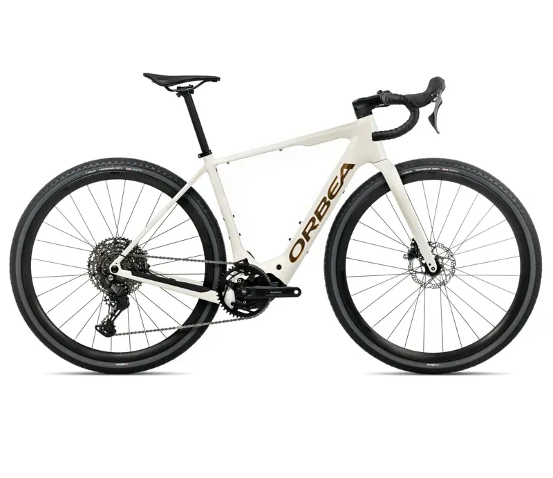 Orbea Denna H40 E-Road Bike in Ivory White Gloss/Titan Gold Gloss